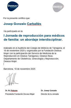 I Jornada de reproducción para médicos de familia: Un abordaje interdisciplinar - CERTIFICACIÓN