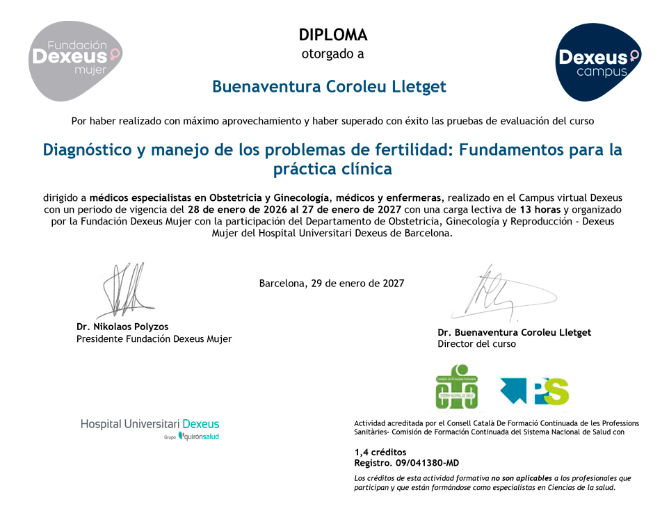 Diagnóstico y manejo de los Problemas de Fertilidad: Fundamentos para la Práctica Clínica - CERTIFICACIÓN